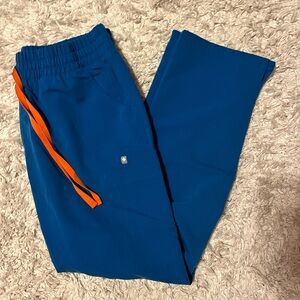 Figs Alps Blue High Waisted Straight Leg Scrub Pants Size Large